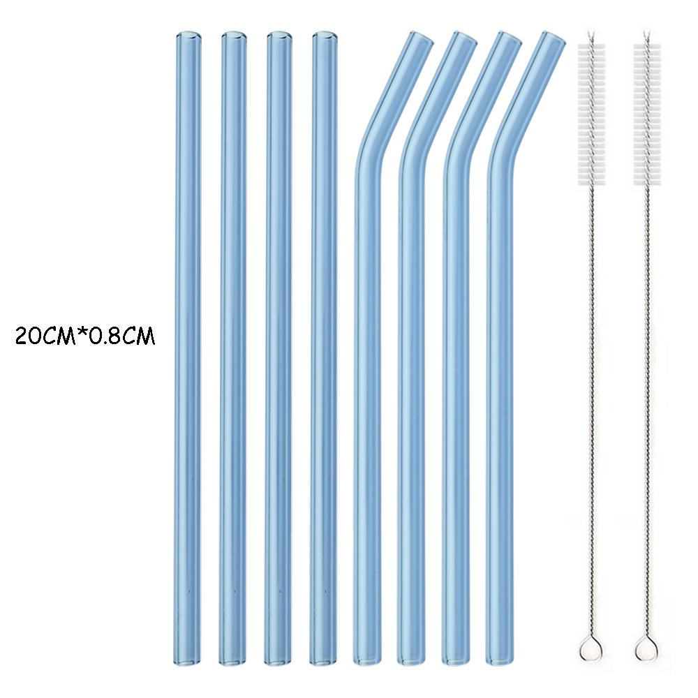 4/8 шт. набор соломинок из боросиликатного стекла, многоцветные многоразовые стеклянные экологически чистые соломинки для коктейлей, смузи