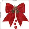 4pcs Christmas Bow, Wreaths Bows, Large Glitter Ribbon Bow Tie, Large Xmas Bows, Wreath Ornament Decor for Christmas Tree Party Gift, 9.8 x 11.8