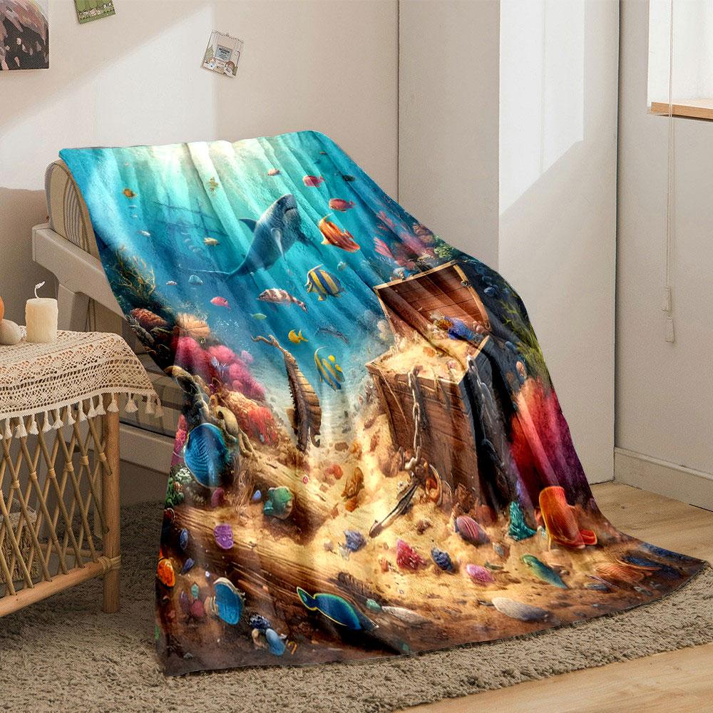Underwater Treasure Adventure print blanket soft and cozy perfect for the living room bed sofa or a nap,gift