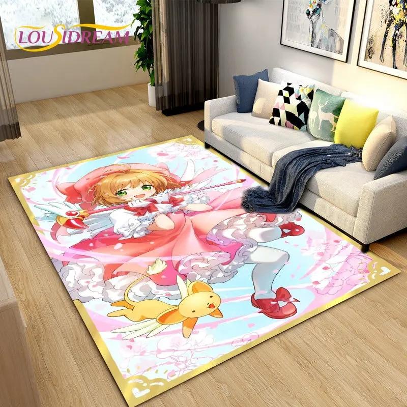 Милый мультяшный коврик Cardcaptor Sakura, коврик для гостиной, спальни, диван, коврик для украшения, детский нескользящий напольный коврик