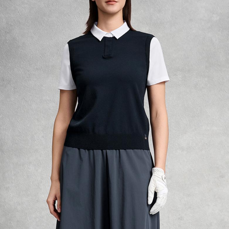 Fila Свитер-поло с коротким рукавом, вязаный, серия Golf, женские топы A11W625411F-NV