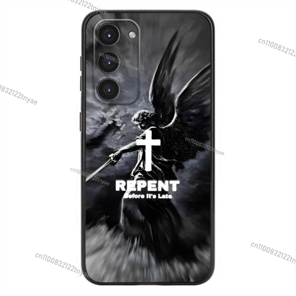 Archangel Michael Cross Phone Case For Samsung Galaxy A20,21s,22,31,32,52,53,72,73,80,91 Soft Liquid Silicone Black Cover