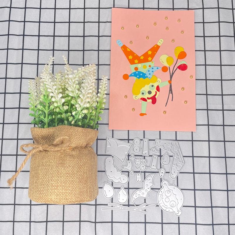 Металлические высечки для DIY скрапбукинга, изготовления открыток, подарков. Изысканные вырезки-клоуны, штампы-высечки. 1 набор