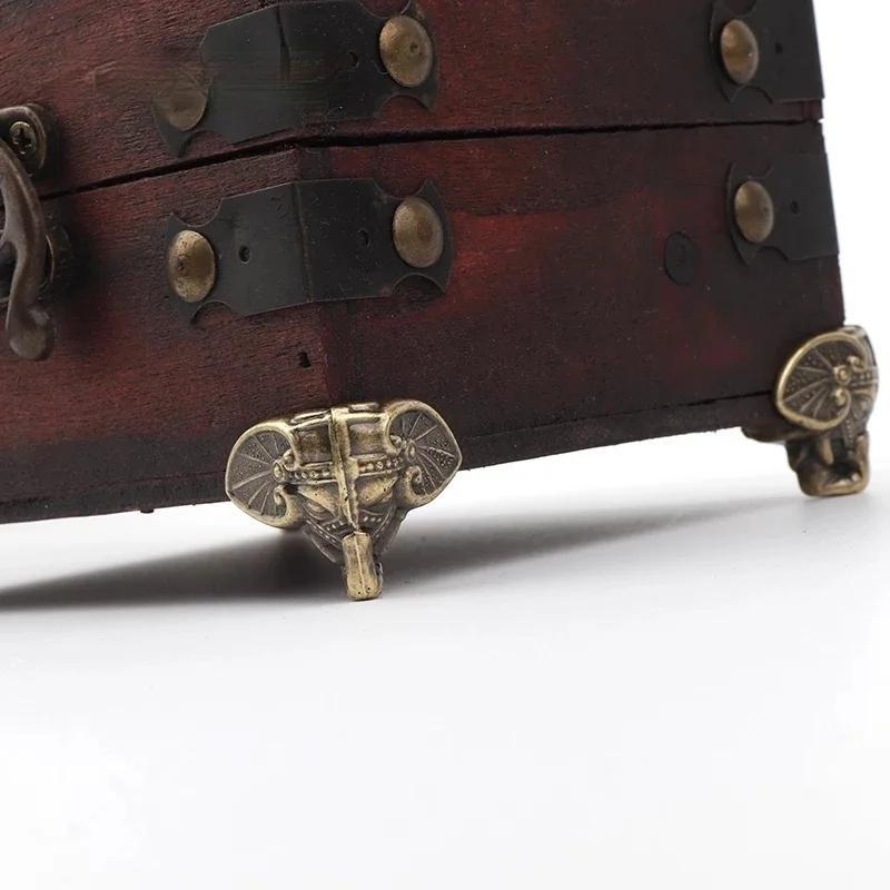 2025 New 4PCS Antique Elephant Vintage Bronze Jewelry Chest Box Wooden Case Decorative Protection Feet Leg Plastic Material