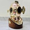 45.72 Cm Copper Brass Diving Helmet Mark V Deep Sea Scuba Divers Helmet With Wooden Base