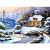 DIY Diamond Painting Scenic Diamond Embroidery Cross Stitch Pattern Rhinestones Round Diamond Mosaic Kits Snow House