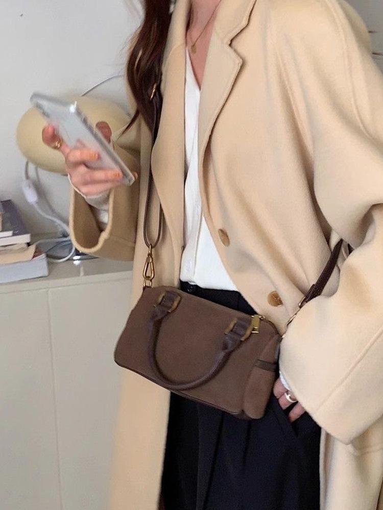 Сумка-подушка Boston из замши в стиле ретро осень/зима: Универсальная сумка через плечо на одно плечо