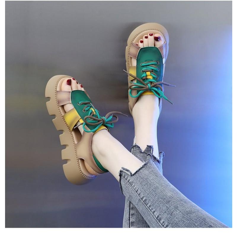 Сандалии Muffin Bottom Retro Roman Толстая подошва Женские повседневные сандалии