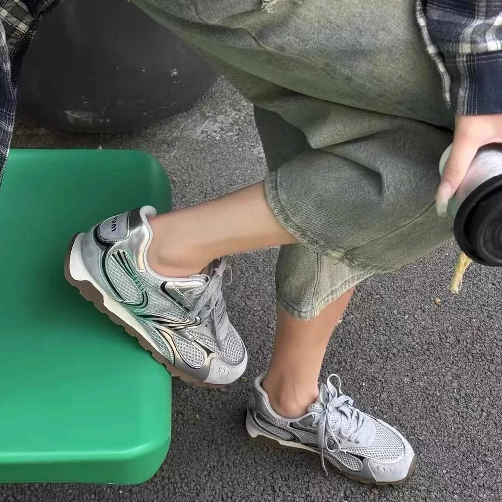 Обувь женская 2025 новая летняя на мягкой подошве Agande тренировочная обувь сетчатая дышащая на толстой подошве спортивная повседневная обувь для пап