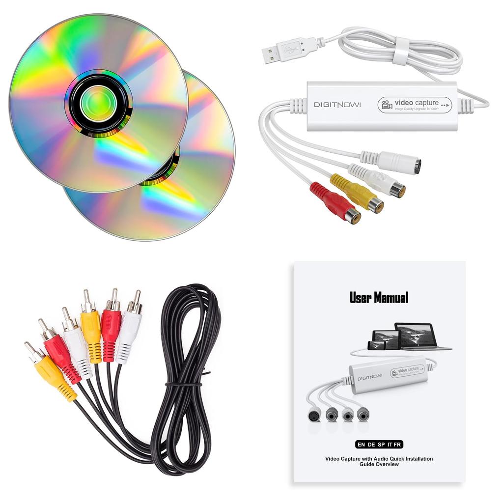DigitPro USB Захват Видео VHS в Цифровой RCA в USB Конвертировать VHS Видеомагнитофон Hi8 Mini DV в Совместимый с Лентой ПК Windows и Mac OS Карта, Конвертер,