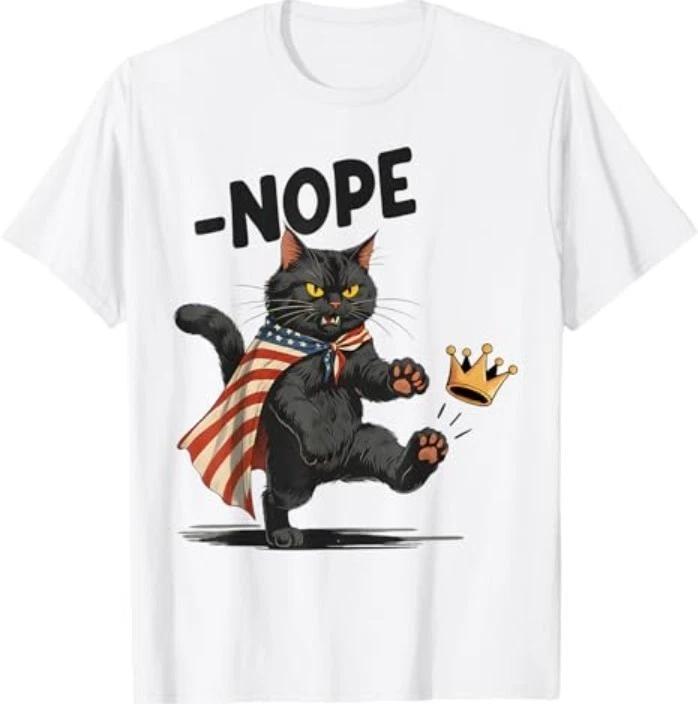 Funny Black Cat No Kings October 18 No Kings Day Men Women T-Shirt