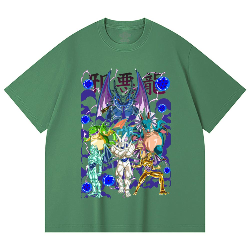 230 г/м² 100% хлопок Dragon Ball V38 Принт с драконами Унисекс Тяжелая хлопковая футболка