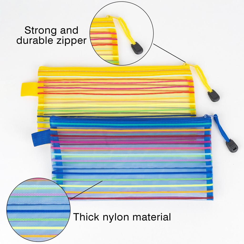 TOCCOOL A6 Nylon Makeup Zippered Mesh Cosmetic Bag for Perfect for Storing Makeup Brushes and Other Cosmetics of Pouch, Travel, (Set 5, Red, Yellow,