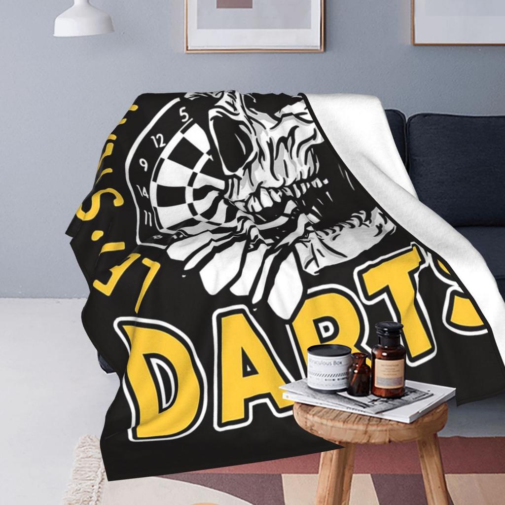 Lets Play Darts Skull Dartboard Arrow Blanket Fleece Sofa Throw Blanket Multi-function for Couch Office Throws Bedspread Quilt