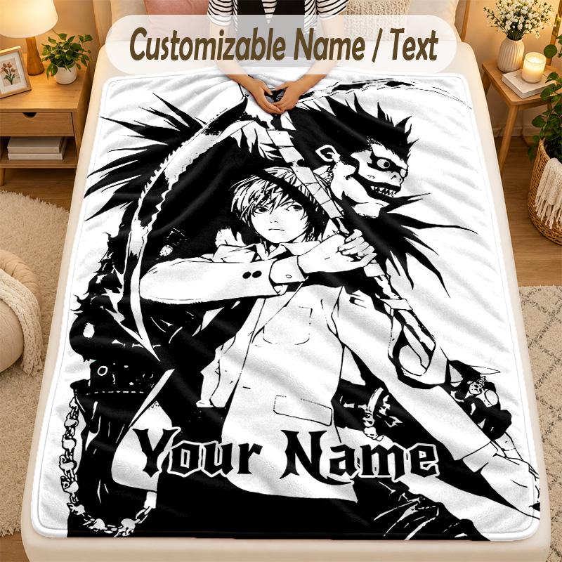 Flannel BlanketDeath Note Custom Name Text Personalized Soft Warm Throw Blanket Home Decor Gift