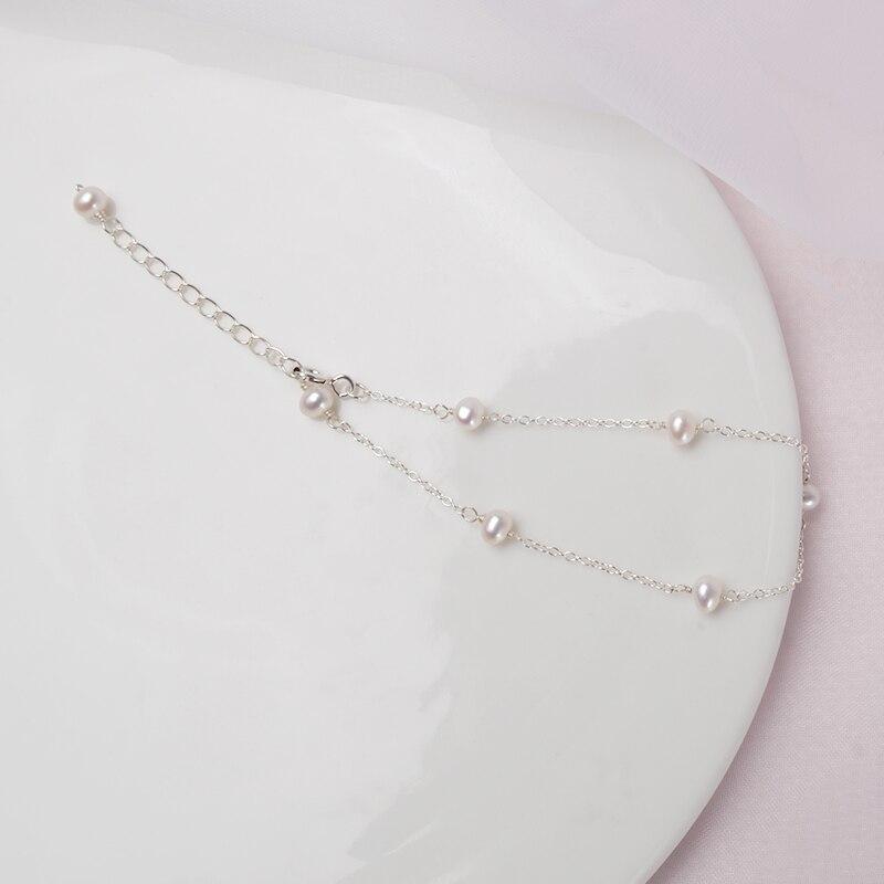 Real 925 Sterling Silver Chain Bracelet for Girls Women 4-5mm Mini Natural Freshwater Pearls Jewelry Gift Wholesale