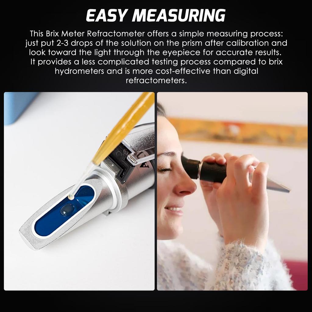 TEKCOPLUS Brix Automatic Temperature Handheld Refractometer for and Home Includes a Free USB LED Light and Japanese Instruction Manual Refractometer,