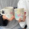 Kawaii 340 мл керамическая кружка в корейском стиле с росписью, ручной работы, красочный узор в виде бабочек, чашка для завтрака, кофе, молока, подарок другу