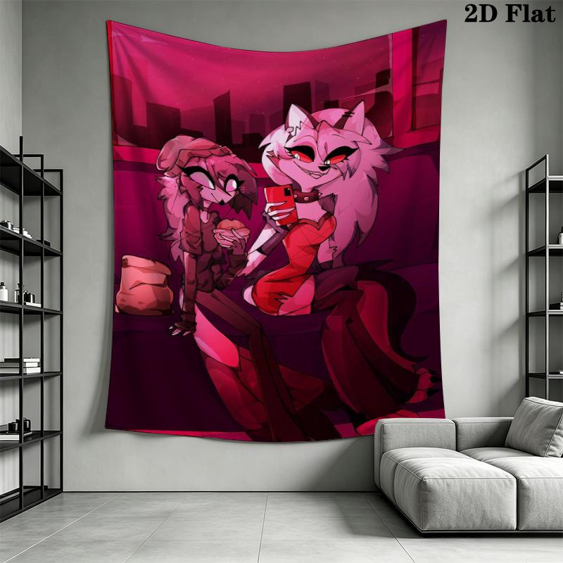 Loona Wall Tapestry Aesthetic Wall Hanging Printed Fabric Blanket Decorative Tapestries for Bedroom Living Room Home Decor