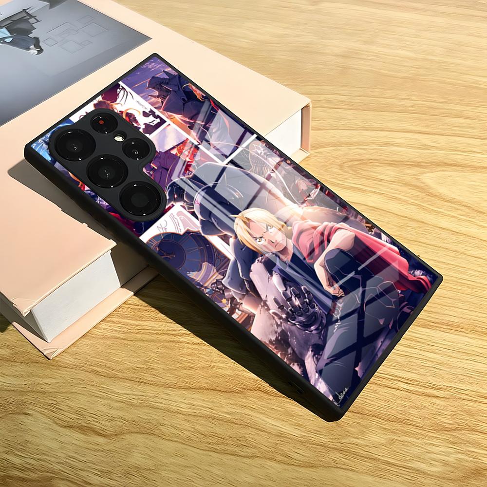 Чехол для телефона F-FULLMETAL A-ALCHEMIST для S25 Ultra Samsung S24 Fe S22 S20 S23 21 Plus A54 A34 A53 A16 Стеклянная крышка