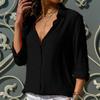 Spring Autumn Women Solid Color Button Up Chiffon Blouse Casual Long Sleeve Plus Size Tops