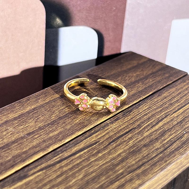 2026 Sweet and Cool Colorful Drip Glaze Temperament Court Style Retro Ring Female Flower Niche Ring