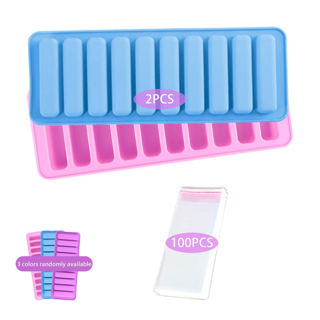 Finger Shaped Silicone Molds, 10-Cavities Rectangle Chocolate Bar Mold for Croquette, Dog Treats, Crayons, Ice Cubes