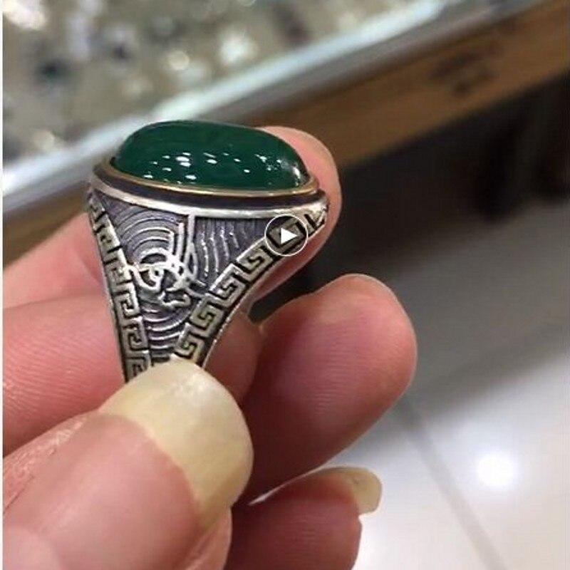 Женское кольцо из 100% серебра 925 пробы, тайское серебро, зеленый, натуральный камень, нежные узоры или рисунки, восстанавливающие древние пути, кольца Ms