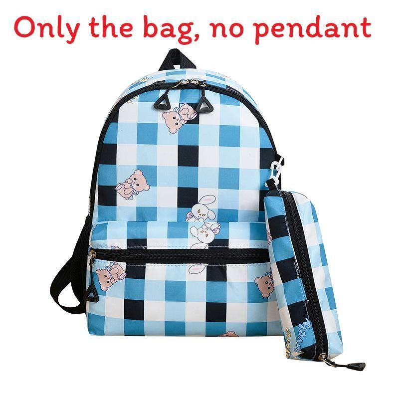 Kids Backpack For School And Outings With Cute Print And Grid Pattern In Durable Polyester Fabric