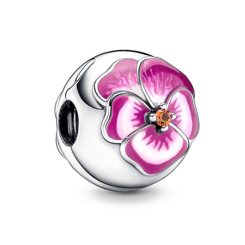 925 Silver Spring Flower Butterfly Charm Bead DIY Bracelet Jewelry For Women Dangle Pendant