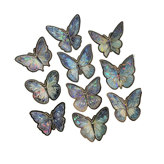 10 шт. Голографические наклейки-бабочки Водонепроницаемые ПЭТ-наклейки для ноутбуков, бутылок для воды, чехлов для телефонов, DIY-поделок, скрапбуков, журналов, винтажный богемный декор