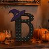 Раздельные деревянные украшения BOO Хэллоуин BOO для настольного многоуровневого подноса, Утолщенные деревянные поделки, Креативные буквенные украшения, Праздничные украшения для дома, Вечеринки