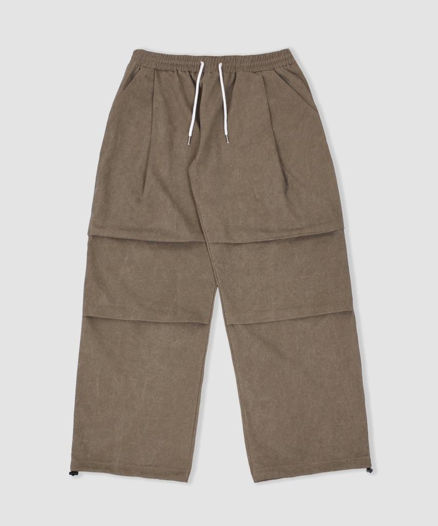 CAMEL WORK Wide Cotton Parachute Pants (Pigment Brown)