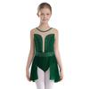 Kids Girls Ballet Lyrical Dance Figure Ice Skating Dress Hollow Back Mesh Gymnastics Leotard Dress