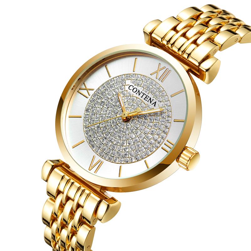 CONTENA Relogio Feminino женские деловые часы Reloj Mujer женские часы из нержавеющей стали с бриллиантами модные женские часы