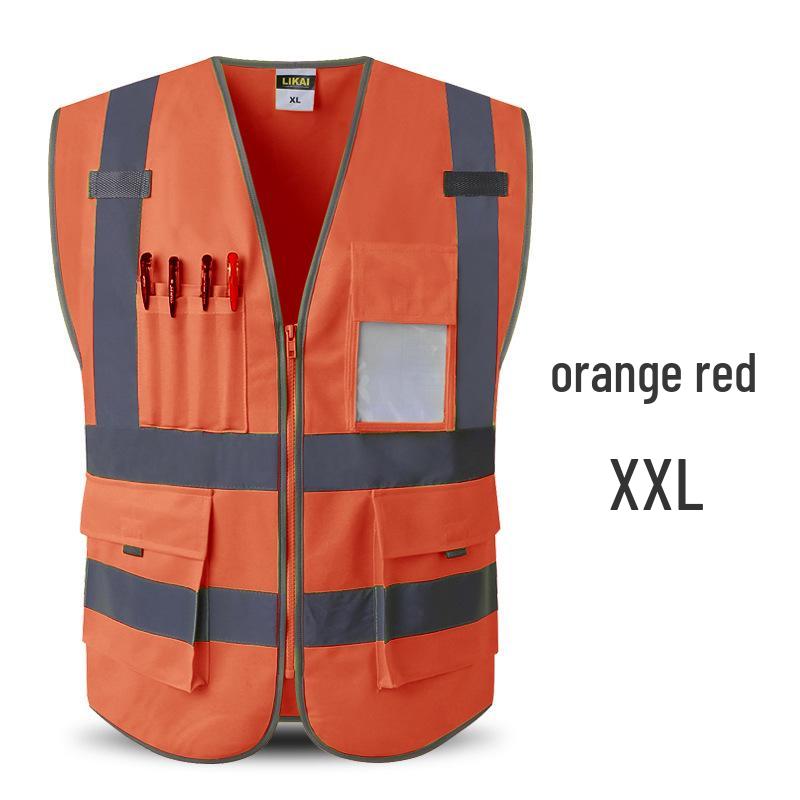 LIKAI Reflective Safety Vest - High-Visibility Construction Traffic Gear, Customizable Fluorescent Workwear.