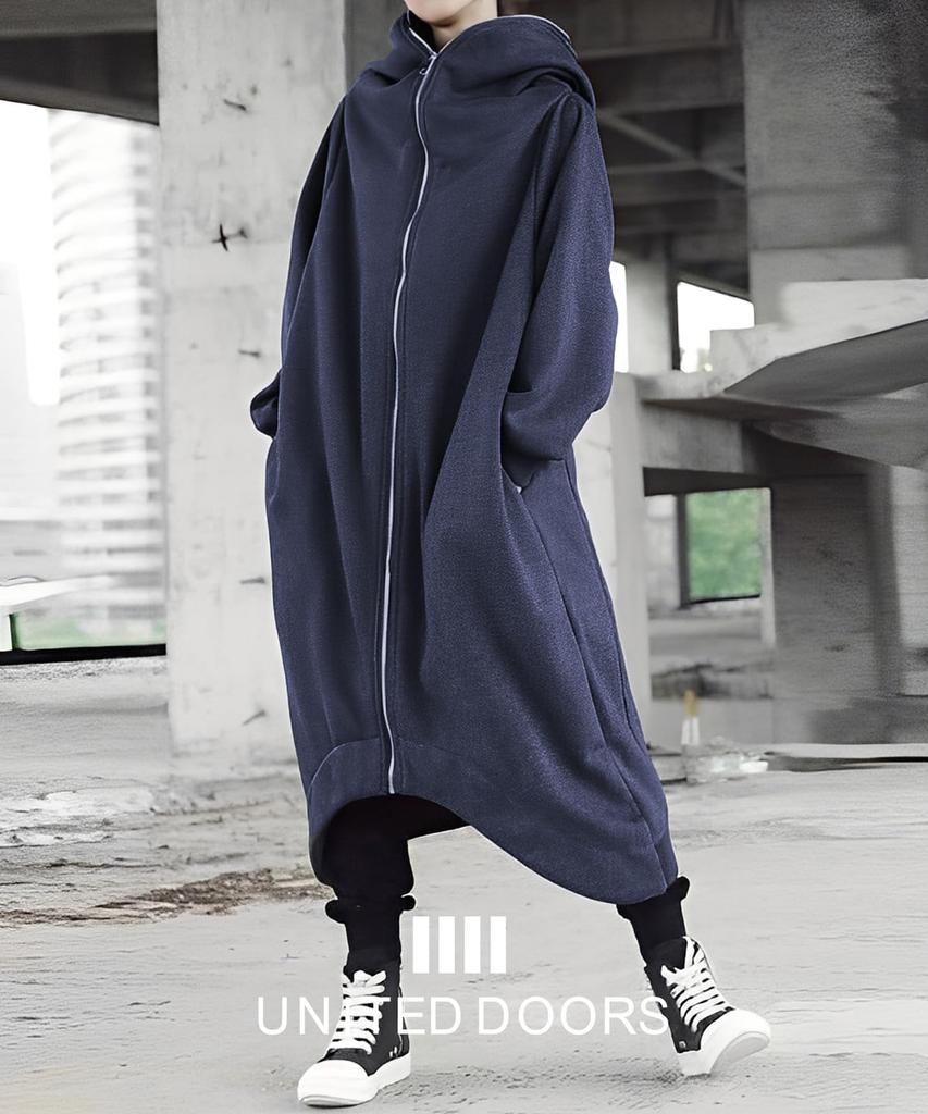 Толстовка с молнией United Doors, длинный рукав, оверсайз, свободный крой, стильный дизайн, милая и модная для осени/зимы, темно-синий, 5A-D02-NVXL
