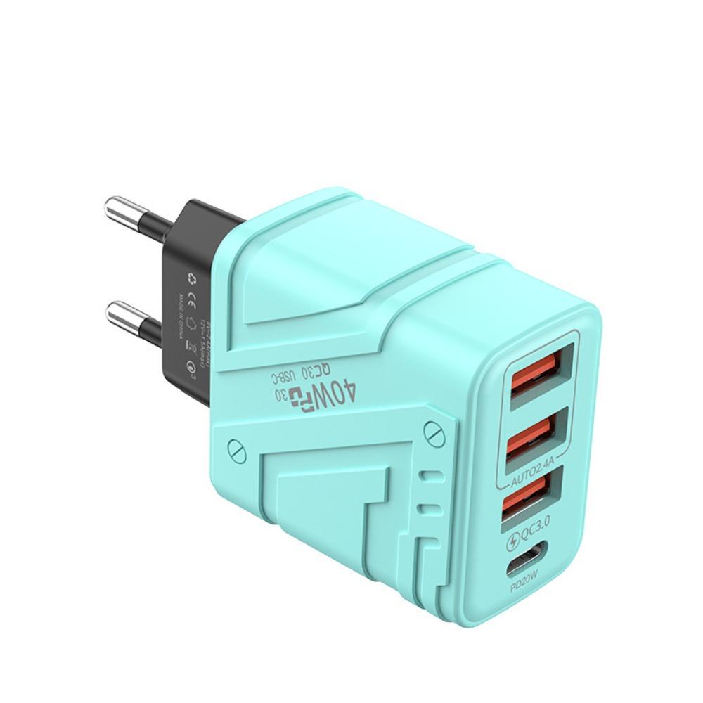 4 Ports 40W Charger Plug EU/US/UK USB C Charger Phone Charger Adapter for iPhone/Xiaomi/Samsung