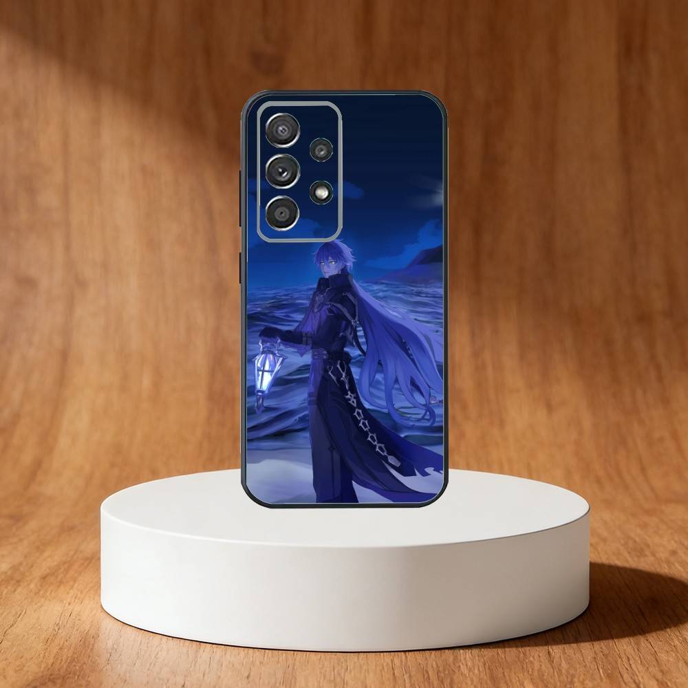 Чехол для телефона Genshin Impact Флинс Для Samsung S25,S24,S21,S22,S23,S30,Ultra,S20,Plus,Fe,Note,10,9,5G Черный Чехол