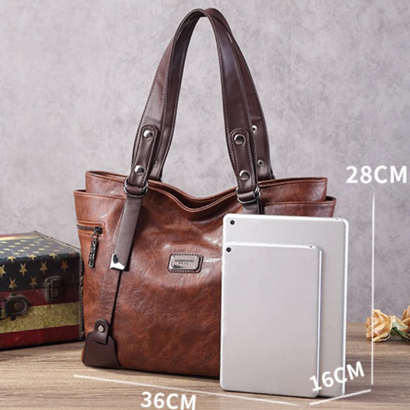 Модная большая вместительная женская сумка-тоут в стиле ретро, повседневная, для девочек, на одно плечо, через плечо, мягкая ткань, европейский стиль, ПУ