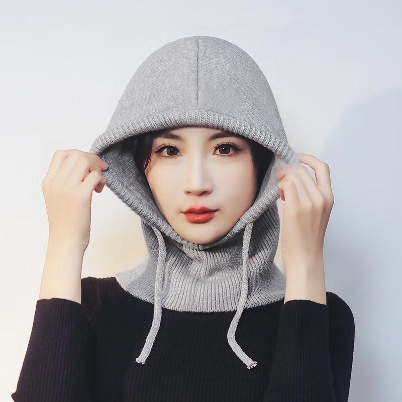 ZHENYUEQI Зимняя Универсальная Уличная Интегрированная Вязаная Шапка, Шарф-Грелка для Шеи и Защита Ушей