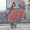 Psychedelic Geometric Tribal Pattern Blanket Abstract Colorful Throw Blanket Boho Bedspread Festival Blanket Home Decor