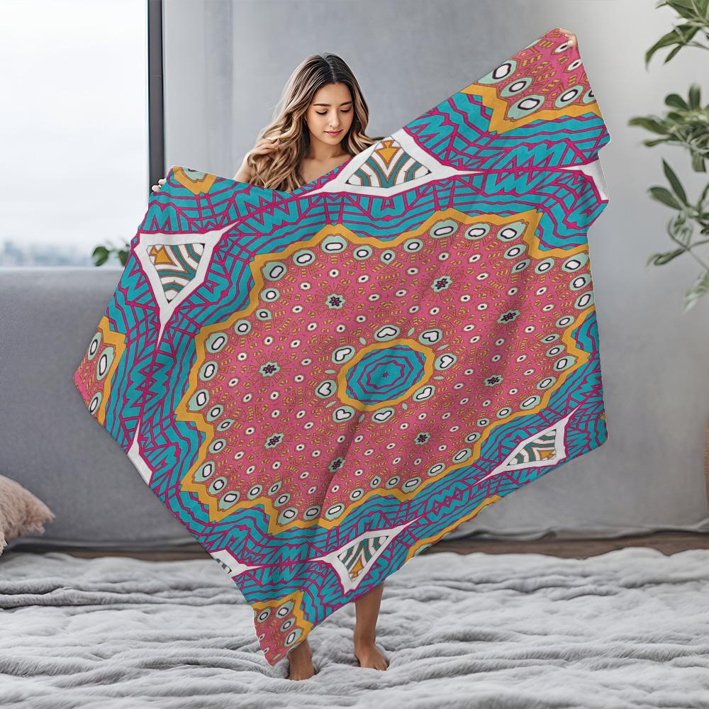 Psychedelic Geometric Tribal Pattern Blanket Abstract Colorful Throw Blanket Boho Bedspread Festival Blanket Home Decor