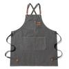 Canvas Apron Large Capacity Wrinkle Resistance Gray Apron Cooking Apron for Barbecue Art Creation