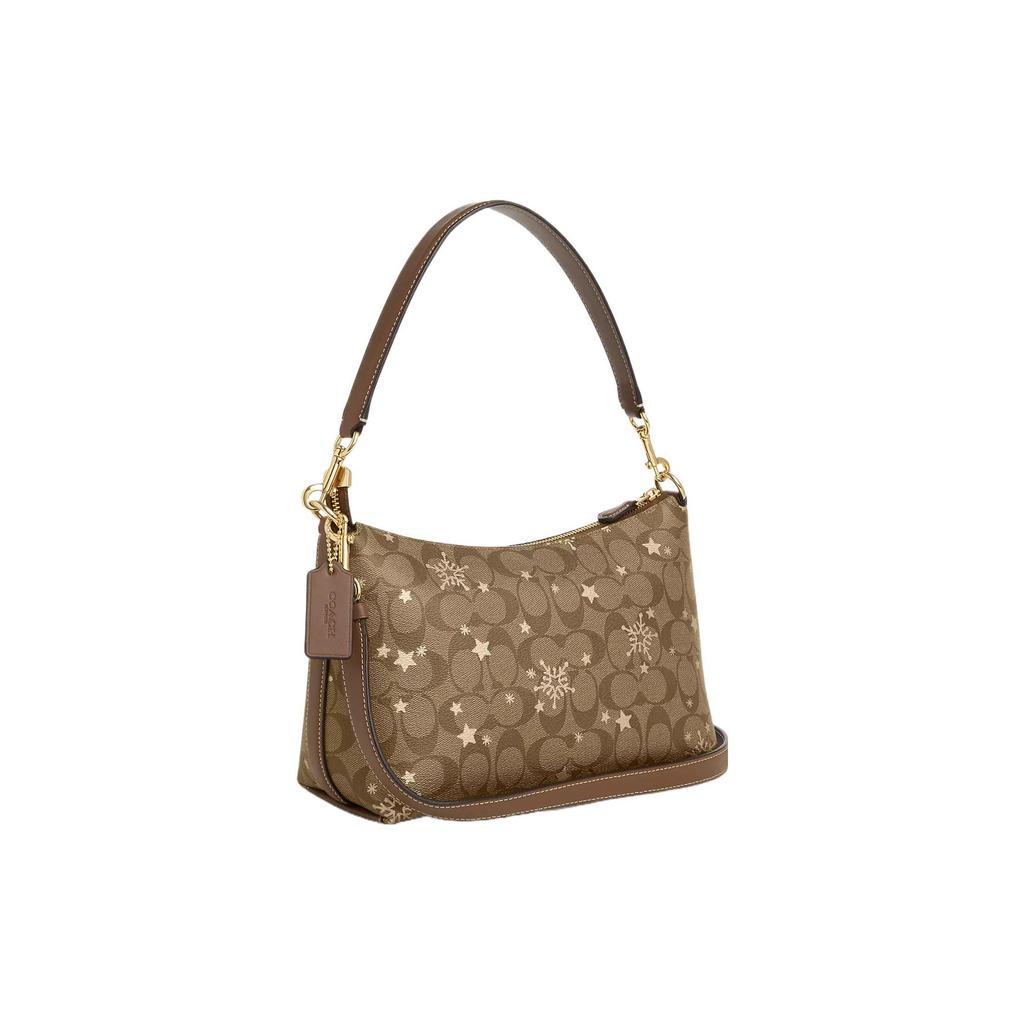 Coach Clara 26 Classic Monogram Large Capacity Snowflake Print Color Block Signature Coated Canvas Smooth Leather Shoulder Bag CN688-IMWD9