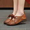 Women's Shoes Summer New Retro Soft Leather Cowhide Hollow Sandals Breathable Middle Hole Sandals Women