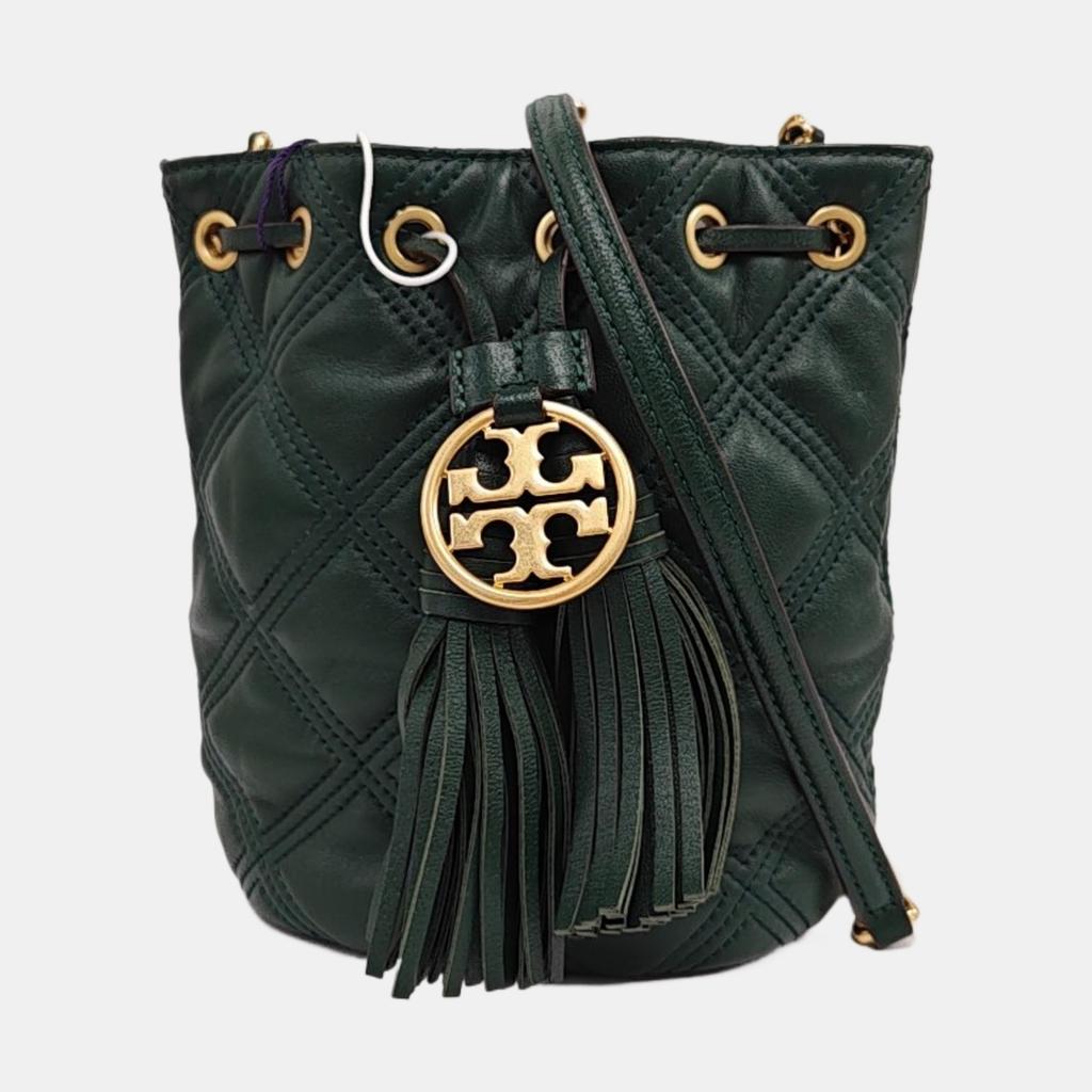 [Pre-Owned] Fleming Mini Green Lambskin Quilted Tassel Shoulder Bag Gold Hardware - Excellent #IG645