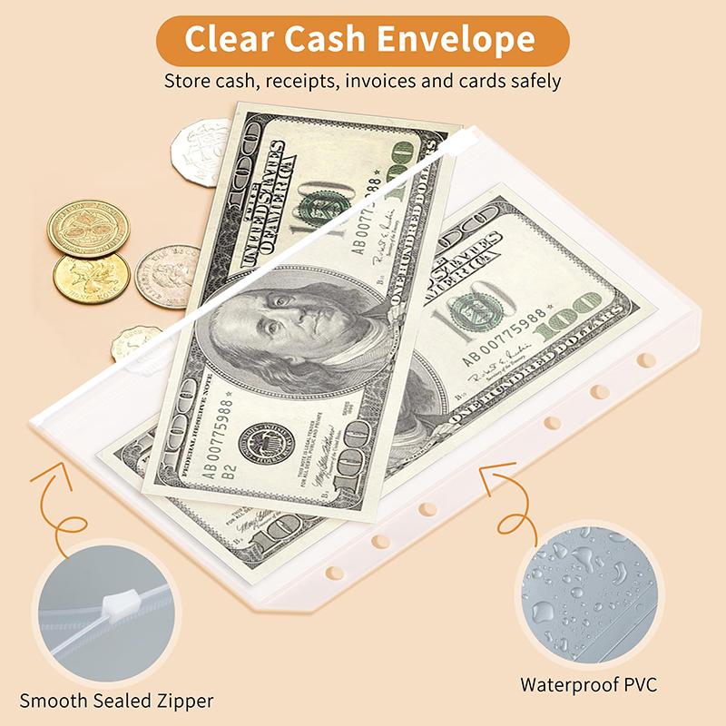 Блокнот-органайзер для бюджета из искусственной кожи формата А6, набор с системой денежных конвертов, с карманами-вкладышами для денег, для экономии бюджета, органайзер для счетов