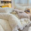 Winter Solid Coral Velvet Four Piece Set Lace Milk Velvet Quilt Cover Thickened Warm Flannel Bed