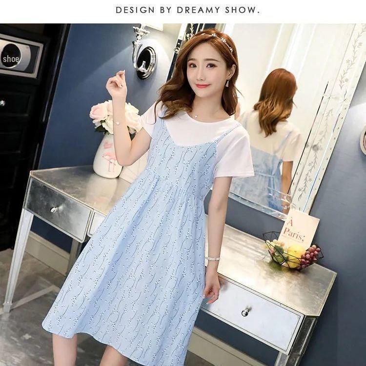 Летняя юбка для беременных из двух частей, длинная - до колена, большой размер